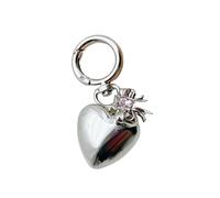 Bwuikim Portachiavi a forma di cuore in argento elegante ciondolo in metallo per auto e borsa da appendere accessorio significativo amico zaino fascino, Papillon, Taglia unica