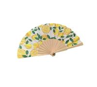 Bwuikim Ventaglio pieghevole in legno da 17,8 cm con ciliegie e limone, portatile, per eventi di danza e come decorazione artistica per la casa, ventaglio a mano con design