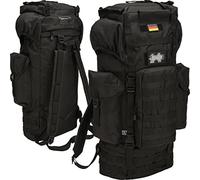 BWuM Zaino da combattimento dell'esercito tedesco Molle 65L + toppa e bandiera, Nero