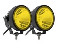 BWVMVB Faretti Faro Anteriore Set Per 2 Pezzi 12V 24V LED Da Lavoro Per Fuoristrada 4 Pollici Faretti Rotondi Fendinebbia Moto(4 inch Spot-Yellow)