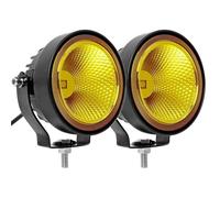 BWVMVB Faretti Faro Anteriore Set Per 2 Pezzi 12V 24V LED Da Lavoro Per Fuoristrada 4 Pollici Faretti Rotondi Fendinebbia Moto(4 inch Flood-yellow2)