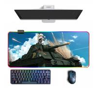 BWZTYIPZ Tappetino per mouse Girls und Panzer Tappetino per mouse RGB anime con diverse modalità di illuminazione Tappetini per mouse in gomma di grandi dimensioni