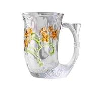 Bx9rE7tK3g bicchieri di vetro Bicchiere in vetro a forma di coda sirena, 7 oz, soffiato a mano, con manico Tazze di vetro(Gold)