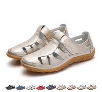BXCZEDW Sandali da pescatore da donna, sandali da donna a punta chiusa, stile retrò, piatti, in vera pelle, antiscivolo, gladiatore, Oro, 40 EU