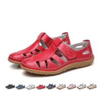 BXCZEDW Sandali da pescatore da donna, sandali da donna a punta chiusa, stile retrò, piatti, in vera pelle, antiscivolo, gladiatore, Rosso, 40 EU