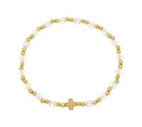 BXDA Braccialetti da donna a forma di cuore con perle dorate, carini fatti a mano, impilabili, bohémien, perline sferiche, braccialetto dell'amicizia, braccialetto elastico estivo, 7", Ottone, Non