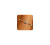 BXDA Braccialetto da donna a forma di sole e argento, regolabile, con zirconia cubica e strass, a catena, per balli studenteschi, gioielli, accessori regalo, 7"-9", Ottone, Nessuna pietra preziosa