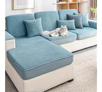 BXFUL Copriseduta Divano Elasticizzato Ciniglia, Fodera per Cuscino Elasticità del Divano, Antiscivolo Protezione del Cuscino Sedile del Divano (60x80cm,Blu)