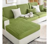 BXFUL Copriseduta Divano Elasticizzato Ciniglia, Fodera per Cuscino Elasticità del Divano, Antiscivolo Protezione del Cuscino Sedile del Divano (60x80cm,Verde)