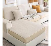 BXFUL Copriseduta Divano Elasticizzato Ciniglia, Fodera per Cuscino Elasticità del Divano, Antiscivolo Protezione del Cuscino Sedile del Divano (85x85cm,Beige)