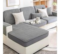 BXFUL Copriseduta Divano Elasticizzato Ciniglia, Fodera per Cuscino Elasticità del Divano, Antiscivolo Protezione del Cuscino Sedile del Divano (60x120cm,Grigio)