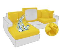 BXFUL Copriseduta Divano Elasticizzato Ice Silk Impermeabile Alta qualità Copricuscino Morbido Protezione del Cuscino Sedile del Divano Lavabile (Grande 4 posti,Yellow)
