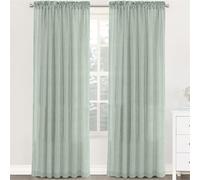 BXFUL Tende in Lino Naturale, 2 Pezzi Traslucido Tende Moderne Decorative a Occhiello per Il Soggiorno e La Privacy Camera da Letto (Verde salvia,132x274cm)
