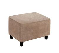 BXFUL Velluto Fodera per Pouf Elasticizzato,Rettangolare Copri Poggiapiedi Pieghevole Morbido Lavabile Copertura del Pedale con Fondo Elastico per Soggiorno (X-Large,Tan)