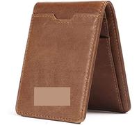 BXGGXBYSW Porta carte Porta carte di credito in pelle sottile Porta carte di credito Bifold Porta carte con porta biglietti da visita in vera pelle (Colore : Marrone), Marrone