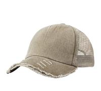 BXHHUDK Cappellino da Baseball Lavato Distressed Mesh Back Trucker cap Frayed Bordo Cappello A Cinghia Regolabile per La Passeggiata All'aperto dell'Estate Dell'usura Quotidiana degli Adulti