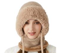 BXHHUDK Cappello a Maglia Pelle Foderato Beanie E Collo Gaiter Set per Le attività All'aperto Invernali