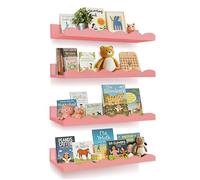 Bxngjuj Set di 4 mensole galleggianti per libri per la cameretta dei bambini, in legno, da 40 cm, mensole smerlate per riporre libri, libreria da parete per camera dei bambini, camera da letto