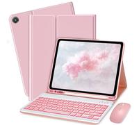 Bxomteng Custodia con tastiera per Samsung Galaxy Tab A8 da 10,5 pollici, 7 colori retroilluminati, copertura tastiera e mouse (rosa)