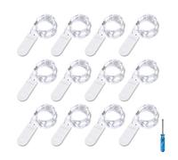 BXROIU 12x 20 LED Stringa Luci a Batteria CR2032,Bianco Freddo | 2 m di filo d'argento flessibile per ogni stringa, ideale per Natale, matrimoni, feste, cene, camere, decorazioni festive