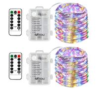 BXROIU 2 x 50 LEDs Stringa Luci a Batteria Catene Luminose Filo d Argento 5M