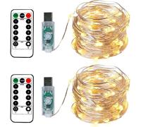 BXROIU 2 X100LEDs Luci a Stringa su 10metri Micro Filo d argento Spina USB con