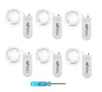 BXROIU 20 LED Stringa Luci a Batteria CR2032 (includere), Ghirlanda in Filo d'Argento da 2 Metri, Catena Luminosa Ideale per Feste, Matrimoni e Decorazioni Natalizie (bianco freddo, 6 Pezzi)