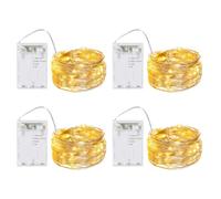 BXROIU 4 x 20 LEDs Stringa Luci a Batteria,Filo d'Argento 2 metri Ghirlanda,3 Modalità di Catena Luminosa per Feste, Matrimoni, Giardino e Decorazione Natalizia (Bianco Caldo, 4 Pezzi 2 metri)