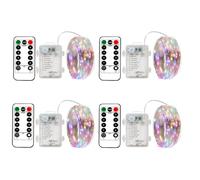 BXROIU 4 x 50 LEDs Stringa Luci a Batteria,Catene Luminose Filo d'Argento 5M,8Modalità,Timer e Telecomando,per Interni ed Esterni,Feste,Matrimoni,Giardino e Decorazione Natalizia (multicolore)