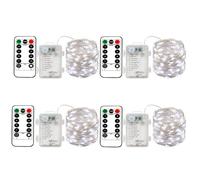 BXROIU 4 x 50 LEDs Stringa Luci a Batteria,Catene Luminose Filo d'Argento 5M,8Modalità,Timer e Telecomando,per Interni ed Esterni,Feste,Matrimoni,Giardino e Decorazione Natalizia(bianco freddo)