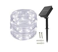 BXROIU Catena luminosa a energia solare, 10metri, 100 LED, impermeabile, per esterni, per matrimoni, feste e Natale, luce bianca fredda