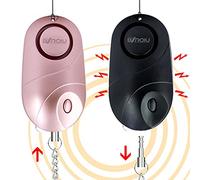 BXROIU Set di 2 Allarmi Personali di Sicurezza con Luce LED - Portachiavi Compatto di Emergenza per Bambini, Donne e Anziani, Dispositivo di Prevenzione della Criminalità (ros nero)