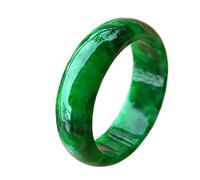 BXSMNH Jasper Naturale Anelli di Giada Verde Giadeite Intagliata A Mano in Vera Pietra Anello di Giada Gioielli di Giada per Uomini Donne Gioielli di Giada San Valentino (Color : Green, Size : 16mm)