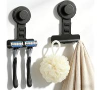 BXUUXA 2 pezzi supporto per rasoio doccia, porta rasoio, doccia a ventosa, supporti per rasoio in acciaio inossidabile, supporto da parete per rasoio senza forare, ganci a ventosa per bagno e cucina