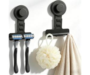 BXUUXA 2 pezzi supporto per rasoio doccia, porta rasoio, doccia a ventosa, supporti per rasoio in acciaio inossidabile, supporto da parete per rasoio senza forare, ganci a ventosa per bagno e cucina