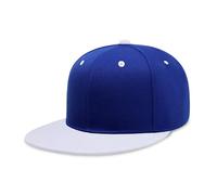 BXVXWKJXKR - Cappello da baseball classico con visiera piatta regolabile, alta qualità, tendenza, colore stile tono, Colore: blu reale/bianco , Taglia unica