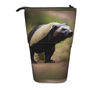 Bxzpzplj Astuccio con stampa aliena verde in piedi per cancelleria da ufficio astuccio retrattile per matite da lavoro, Carino Honey Badger, Taglia unica