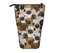 Bxzpzplj Astuccio con stampa di fiori tropicali hawaiani per cancelleria da ufficio astuccio retrattile per matite da lavoro, Imagen De Pug, Taglia unica