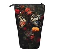 Bxzpzplj Astuccio per matite con stampa del Santuario della fattoria del bestiame, astuccio per cancelleria da ufficio, astuccio retrattile per matite da lavoro, Fiori che baciano le farfalle 2,