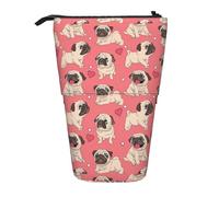 Bxzpzplj Astuccio per matite con stampa di anguria e frutta, per cancelleria da ufficio, retrattile, astuccio per matite da lavoro, Divertente Cartoon Pug Cane Cucciolo, Taglia unica
