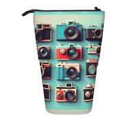 Bxzpzplj Astuccio per matite con stampa di api e fiori rurali per cancelleria da ufficio astuccio retrattile per matite da lavoro, Collezione Retro Cool Camera, Taglia unica