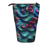 Bxzpzplj Astuccio telescopico con stampa 3D a forma di scaglie di drago, astuccio telescopico per cancelleria, trucchi, per adolescenti, materiale scolastico, 3d Magico Drago Scaglie Modello, Taglia