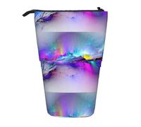 Bxzpzplj Astuccio telescopico con stampa a righe colorate, astuccio per cancelleria, astuccio per scuola, adolescenti, ragazzi, Pittura dell'aurora boreale, Taglia unica