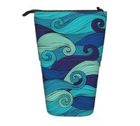 Bxzpzplj Astuccio telescopico con stampa a righe colorate, astuccio per cancelleria, astuccio per scuola, adolescenti, ragazzi, Motivo a righe ocean, Taglia unica