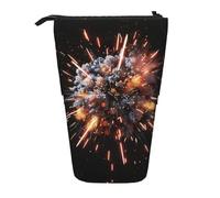Bxzpzplj Astuccio telescopico con stampa astratta con mappa del mondo, astuccio per cancelleria, trucco, borsa per adolescenti, materiale scolastico, Fuochi d'artificio esplosione 3d, Taglia unica