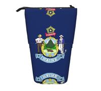 Bxzpzplj Astuccio telescopico con stampa bandiera del Michigan, astuccio per cancelleria, trucchi, per adolescenti, materiale scolastico, Bandiera dello stato del Maine, Taglia unica