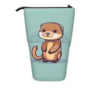 Bxzpzplj Astuccio telescopico con stampa di bicchieri da cocktail e bottiglie di vino, astuccio telescopico per cancelleria, trousse per ragazzi, materiale scolastico, Cartoon Carino Lontra, Taglia