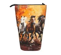 Bxzpzplj Astuccio telescopico con stampa di frutta e verdura arcobaleno, per cancelleria, trucco, per adolescenti, materiale scolastico, Cavalli Running Art, Taglia unica