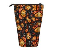 Bxzpzplj Astuccio telescopico con stampa di zampa di gatto, cuore e cucciolo, astuccio telescopico per articoli di cancelleria per la scuola, per riporre trucchi, Heaps of Orange Monarch Butterflies,