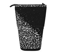 Bxzpzplj Astuccio telescopico multiuso con stampa glitterata, colore nero e bianco, Glitter bianco nero, Taglia unica, Compatto